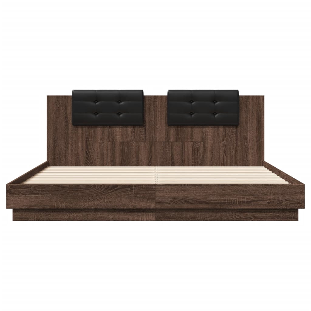 vidaXL Cama con cabecero madera de ingeniería marrón roble 180x200 cm