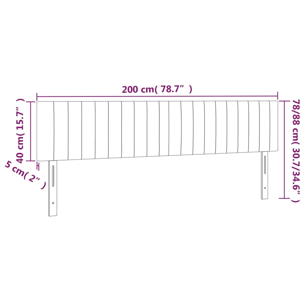 vidaXL Cabecero con LED de tela gris oscuro 200x5x78/88 cm