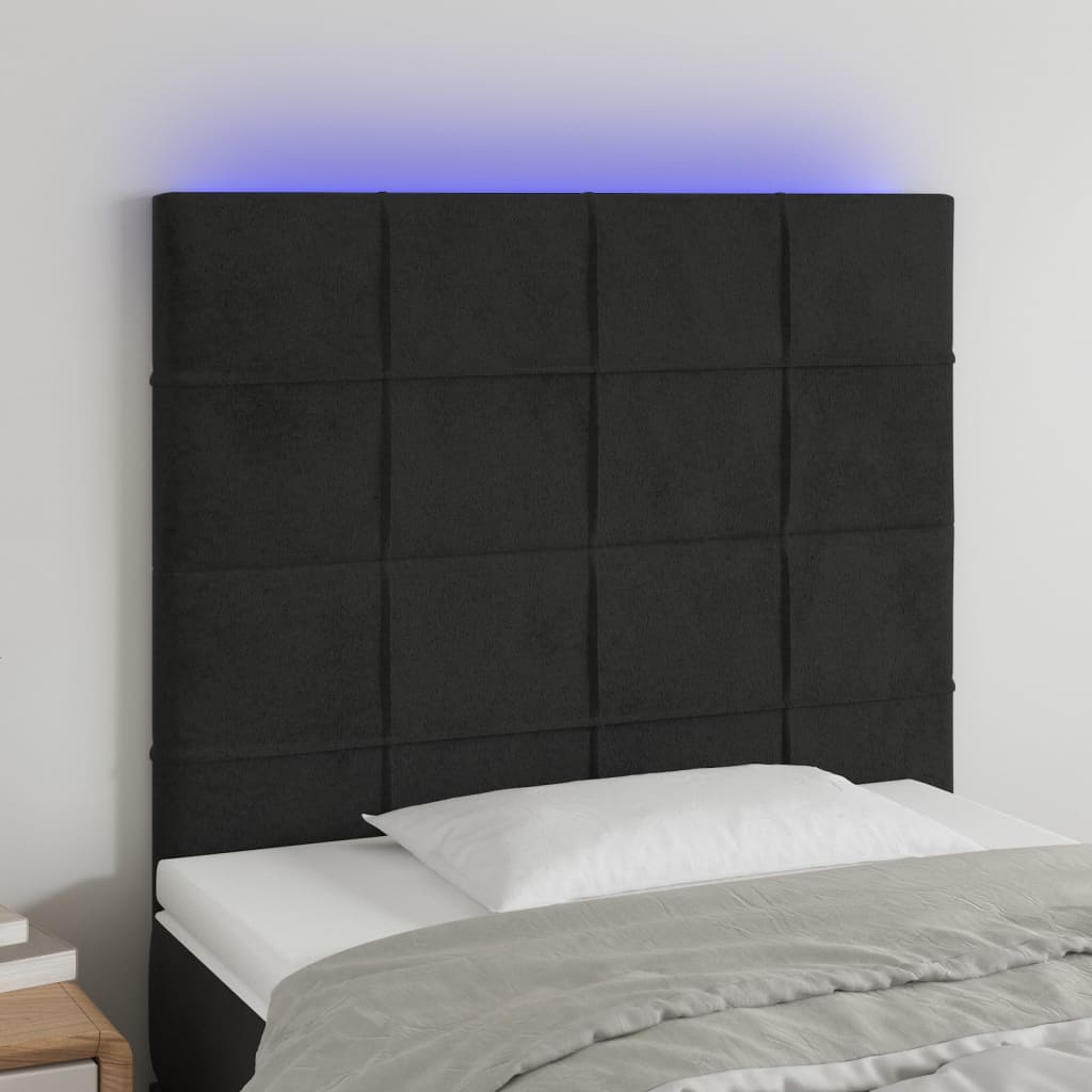 vidaXL Cabecero con luces LED terciopelo negro 90x5x118/128 cm