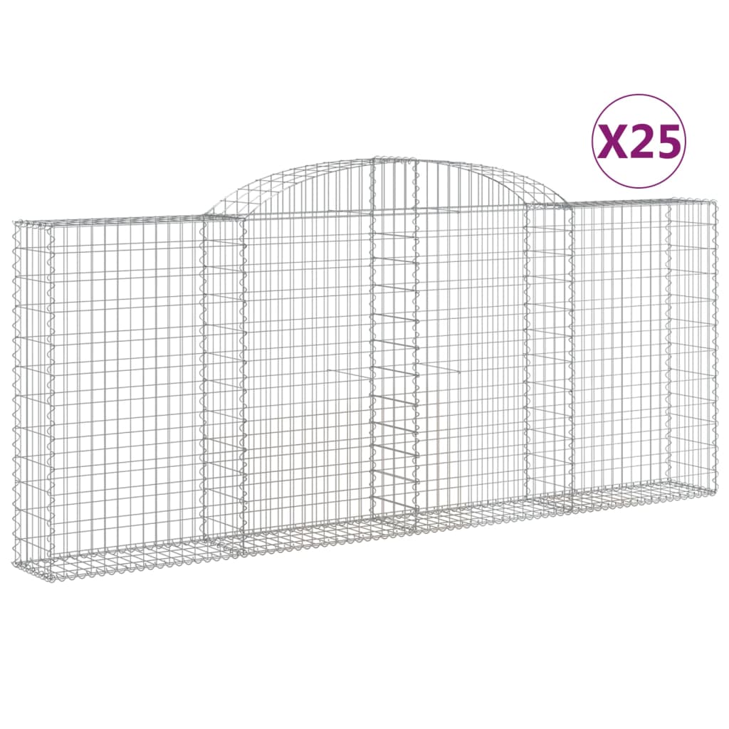 vidaXL Cestas de gaviones 25 uds forma de arco hierro 300x50x120/140cm