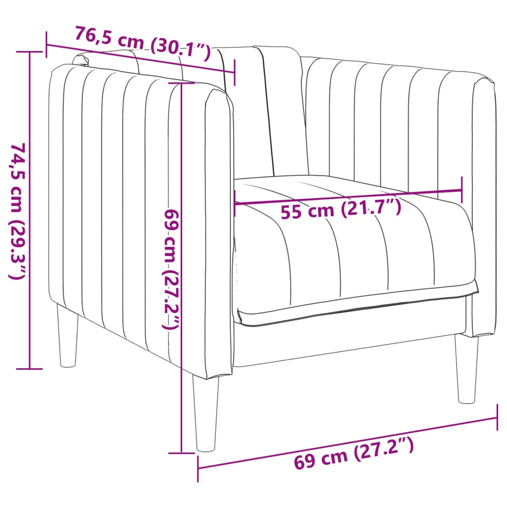 vidaXL Sillón de cuero sintético de ante marrón