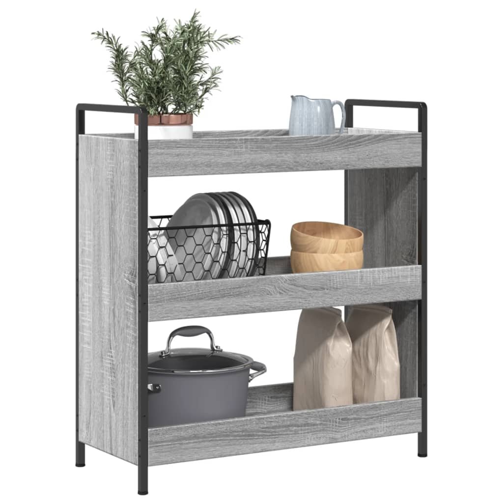 vidaXL Carrito de cocina madera de ingeniería gris Sonoma 70x30x82 cm