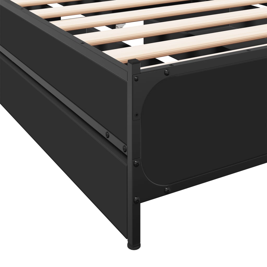 vidaXL Cama con cajones madera de ingeniería negro 90x190 cm