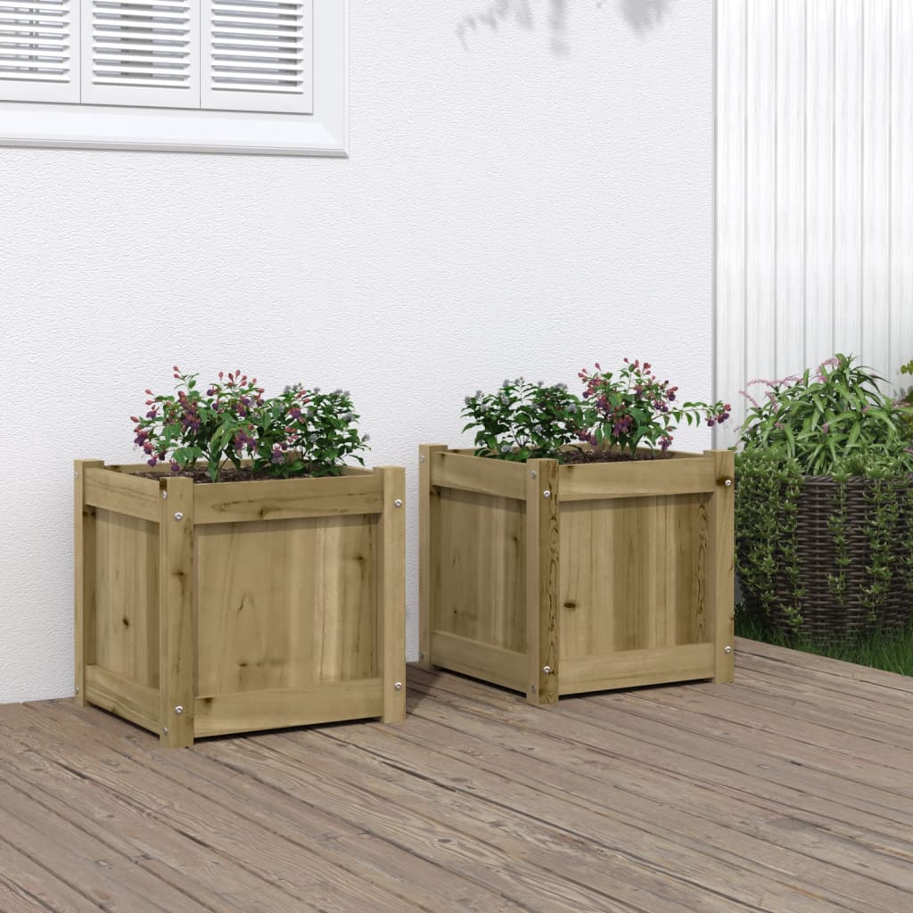 vidaXL Jardineras de exterior 2 unidades madera impregnada de pino