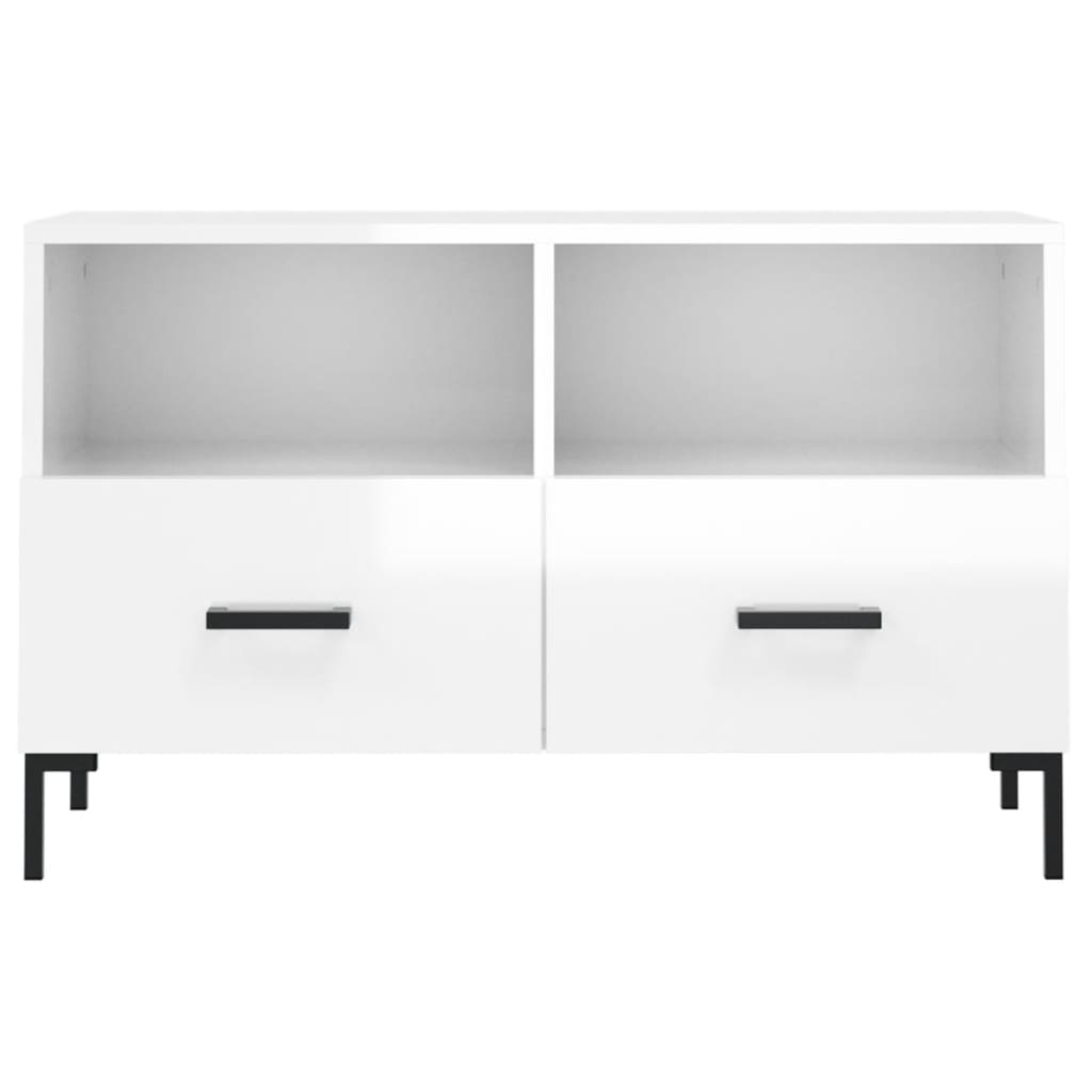 vidaXL Mueble de TV madera contrachapada blanco brillo 80x36x50 cm