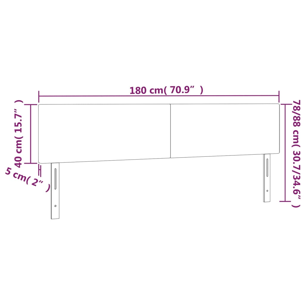 vidaXL Cabecero con LED de terciopelo gris claro 180x5x78/88 cm