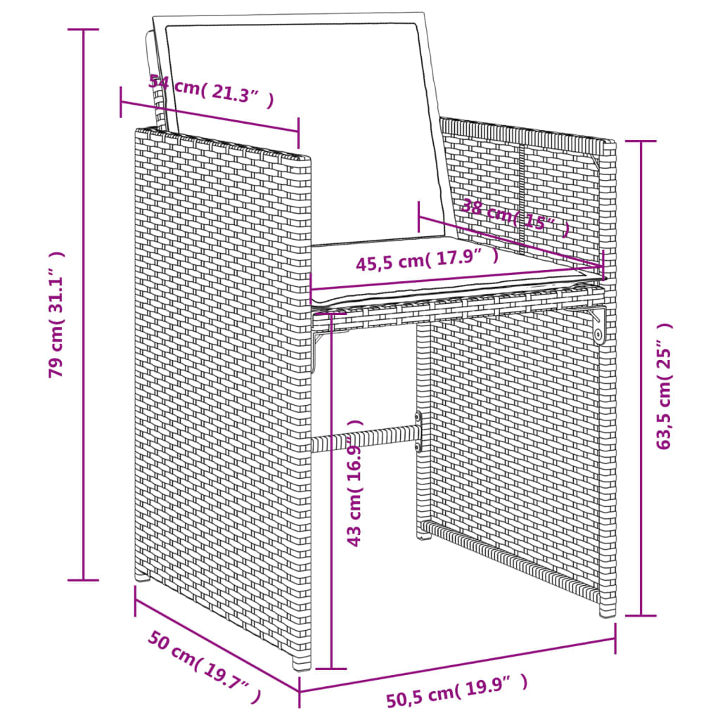 vidaXL Set de comedor de jardín 11 pzas y cojines ratán sintético gris