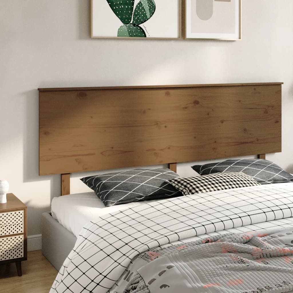 vidaXL Cabecero de cama madera maciza de pino marrón miel 204x6x82,5cm