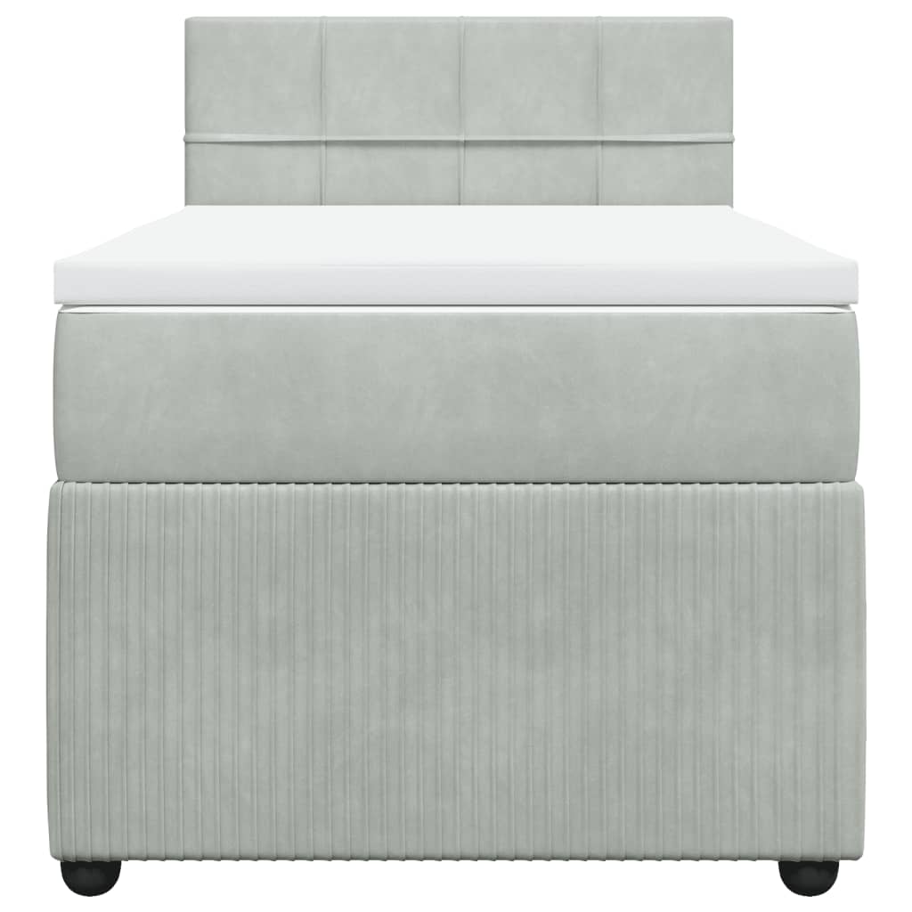 vidaXL Cama box spring con colchón terciopelo gris claro 100x200 cm