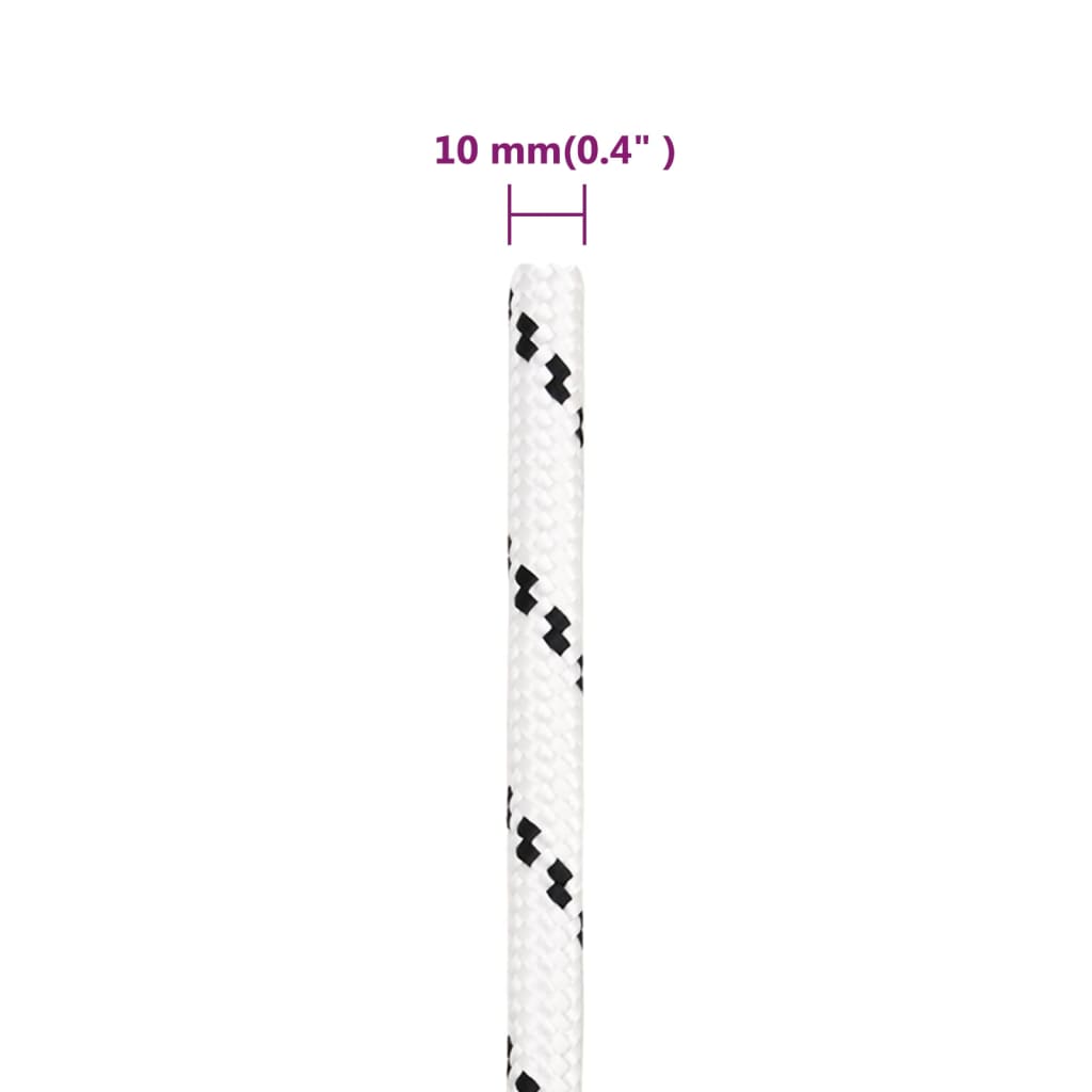 vidaXL Cuerda para barco trenzada poliéster blanco 10 mmx25 m