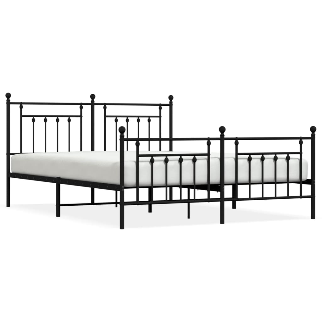 vidaXL Estructura de cama cabecero y estribo metal negro 183x213cm