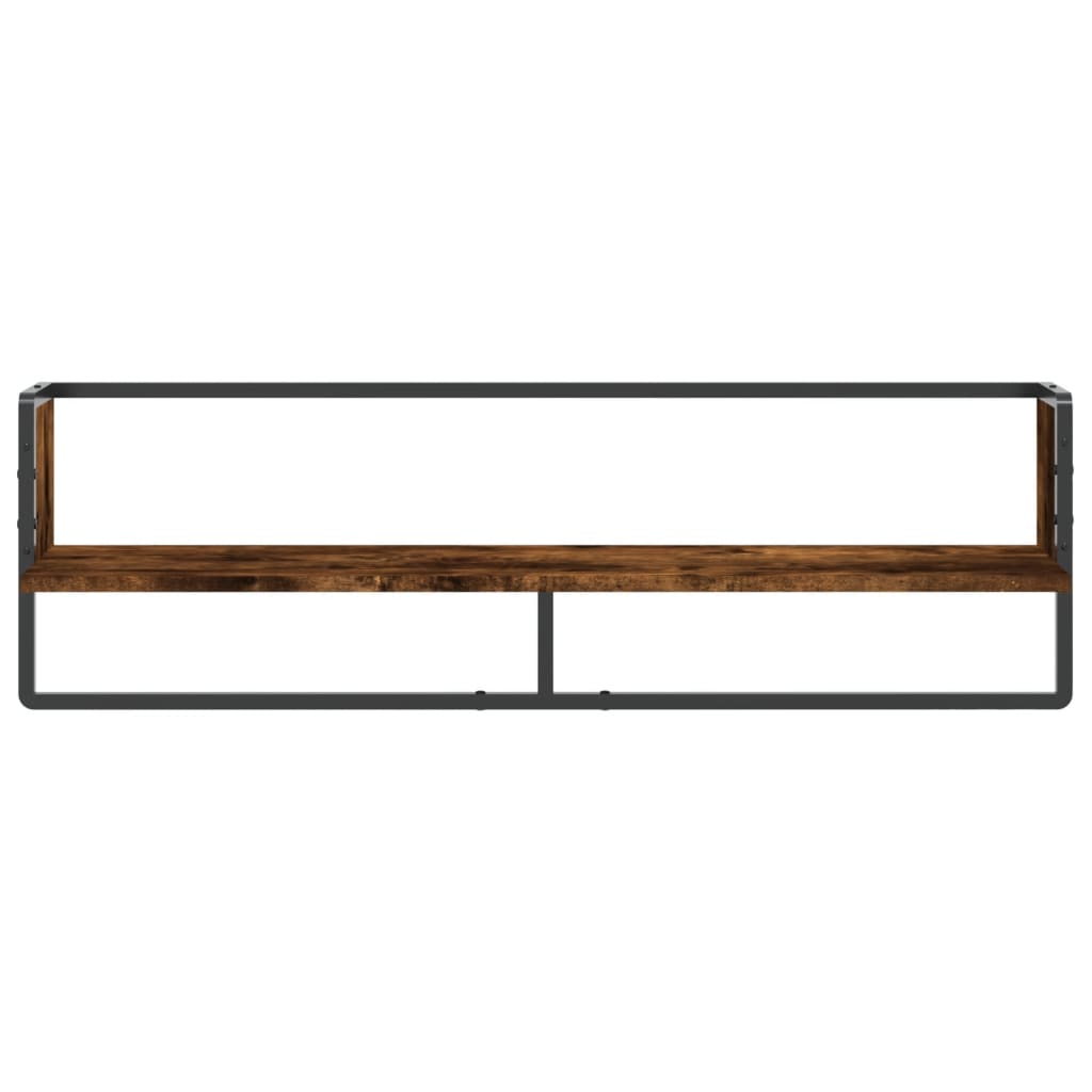 vidaXL Estantes de pared con barra roble ahumado 100x25x30 cm