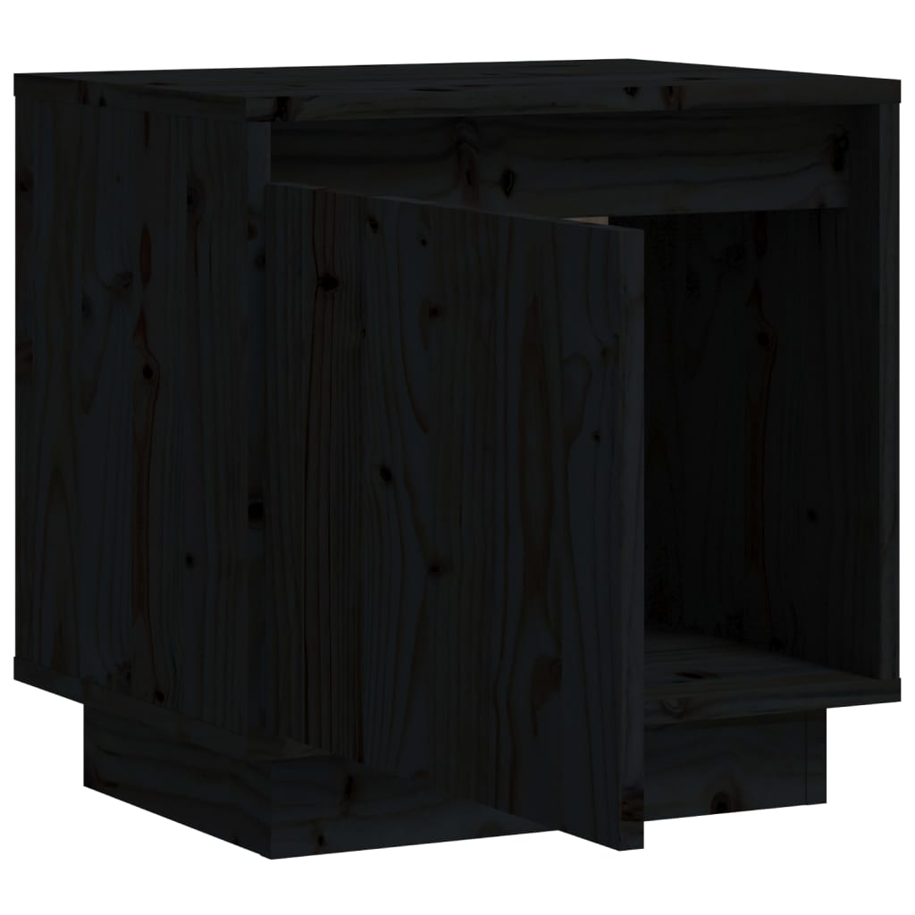 vidaXL Mesitas de noche 2 uds madera maciza de pino negro 40x30x40 cm