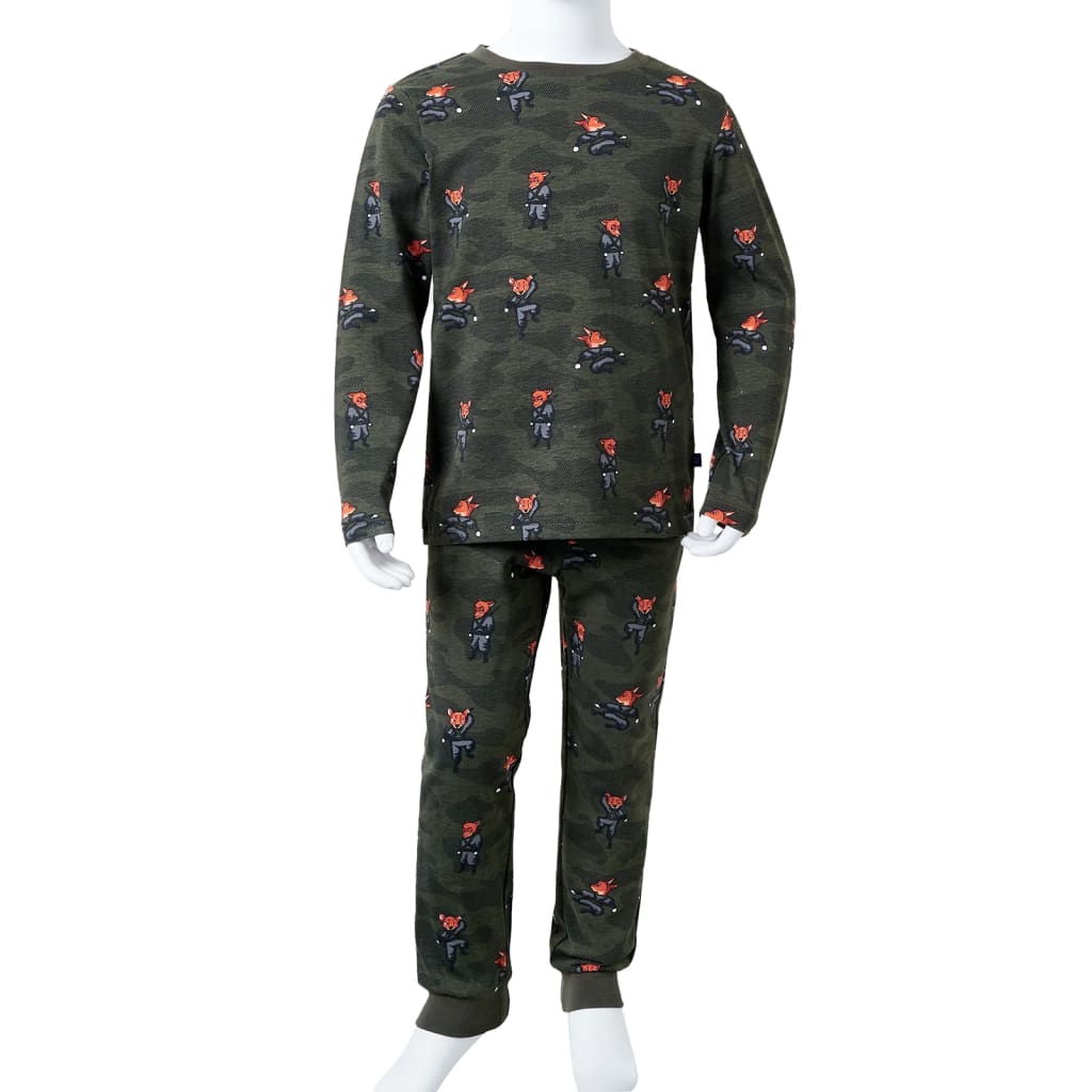Pijama infantil de manga larga caqui 140