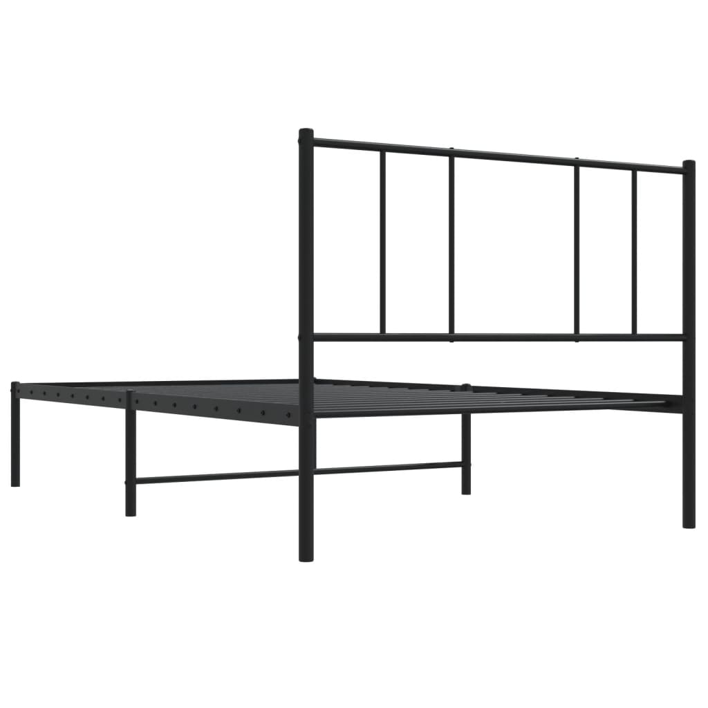 vidaXL Estructura cama sin colchón con cabecero metal negro 90x190 cm