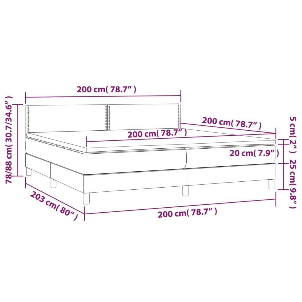 vidaXL Cama box spring con colchón cuero sintético capuchino 200x200cm