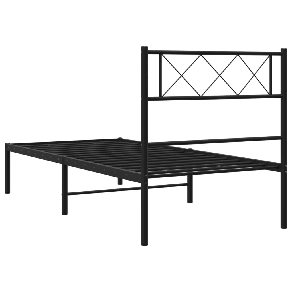 vidaXL Estructura cama sin colchón con cabecero metal negro 100x190 cm