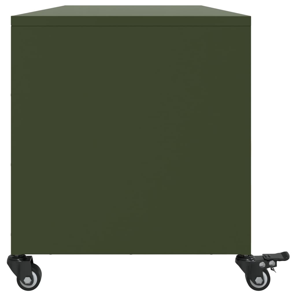 vidaXL Mueble de TV de acero verde oliva 100,5x39x43,5 cm