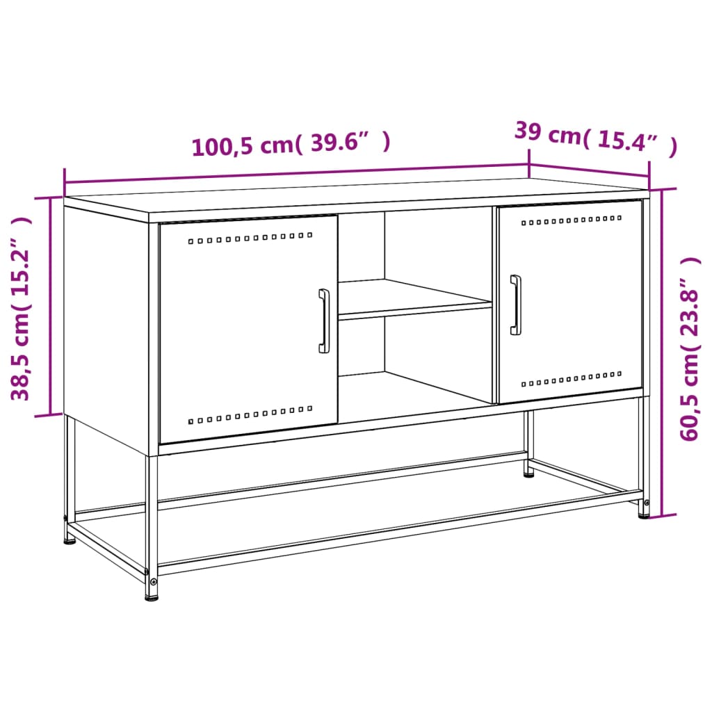 vidaXL Mueble para TV de acero rosa 100,5x39x60,5 cm