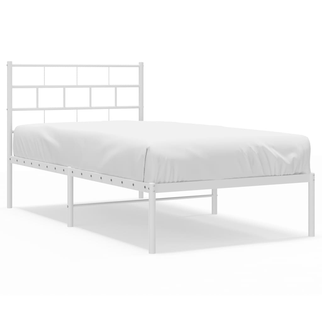 vidaXL Estructura cama sin colchón con cabecero metal blanco 100x190cm