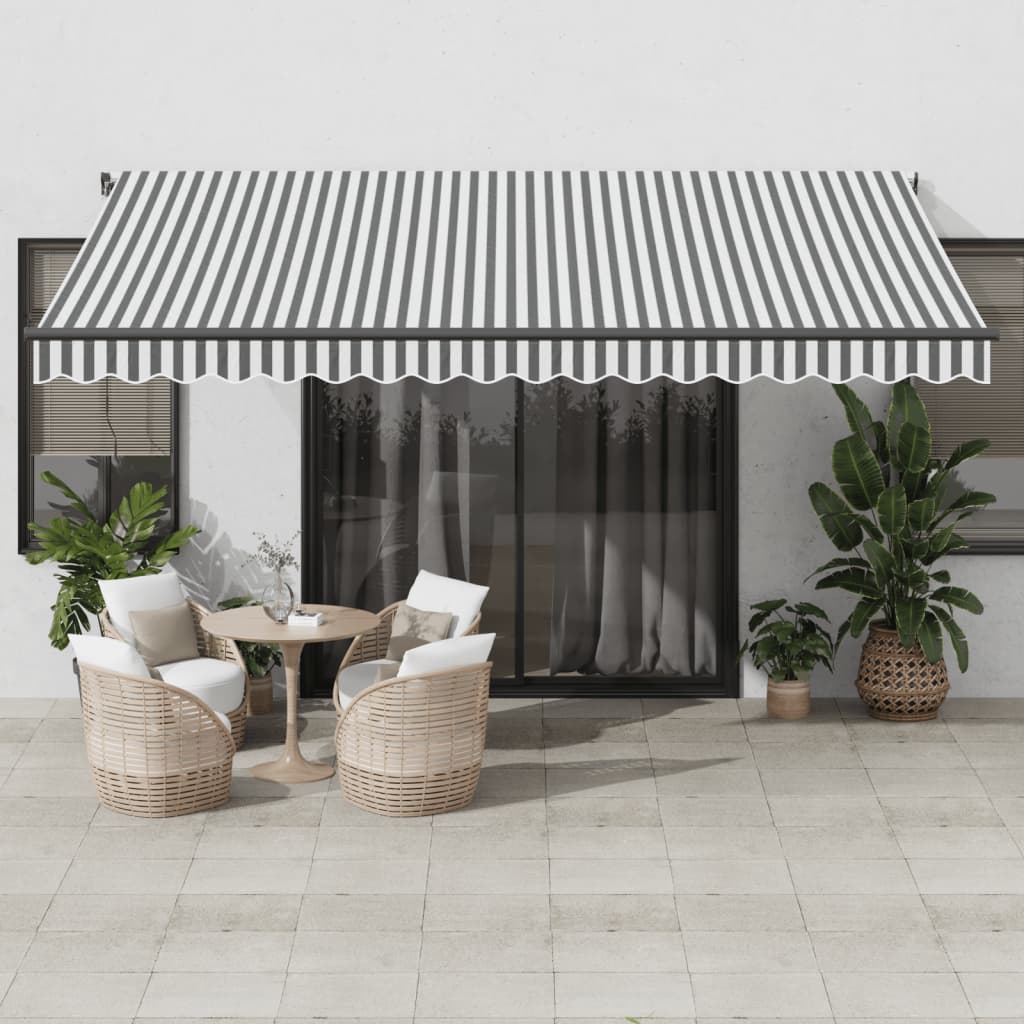 vidaXL Toldo retráctil automático luz LED antracita blanco 450x350 cm