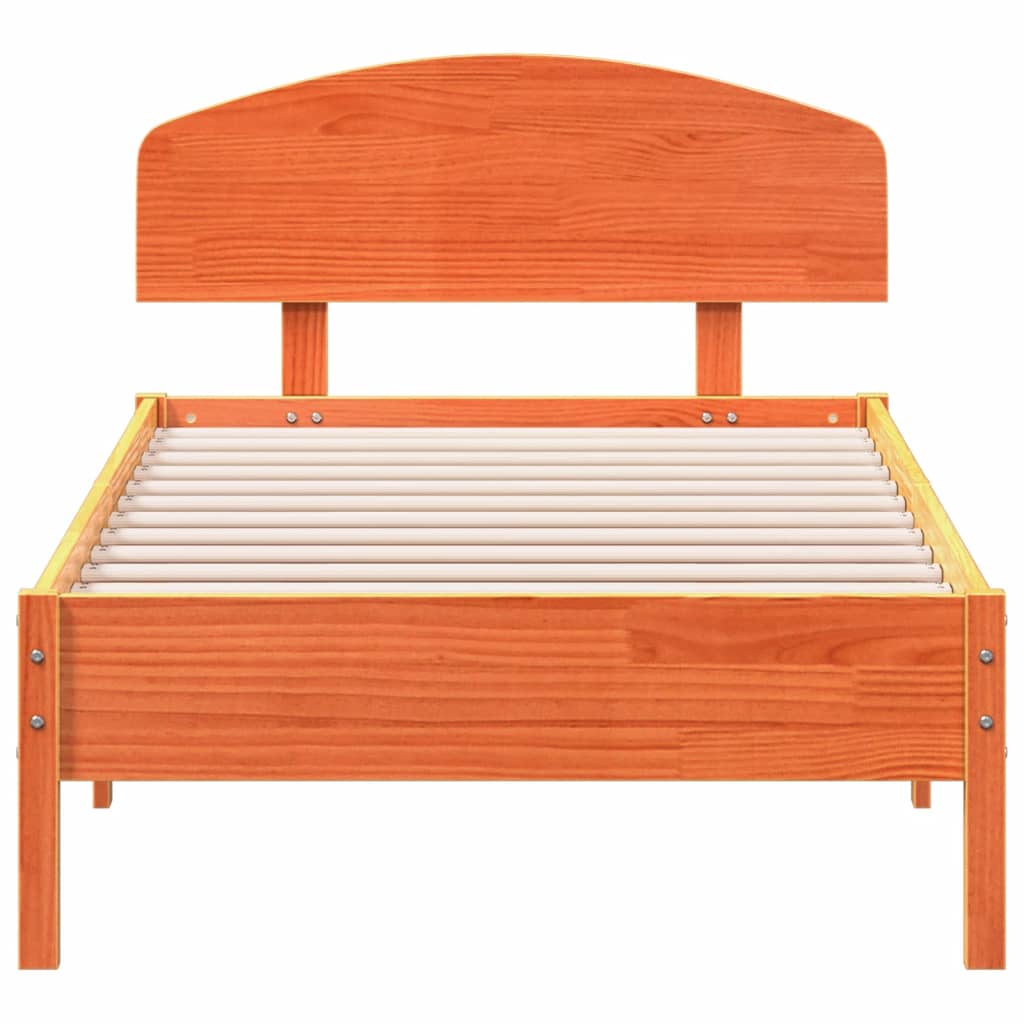 vidaXL Cama sin colchón madera maciza de pino marrón cera 100x200 cm