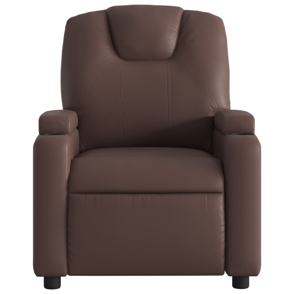 vidaXL Sillón de masaje reclinable cuero sintético marrón