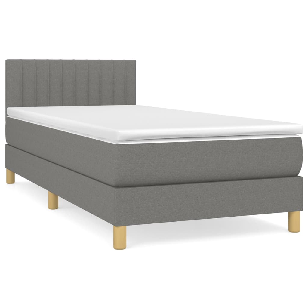 vidaXL Cama box spring con colchón tela gris oscuro 90x190 cm