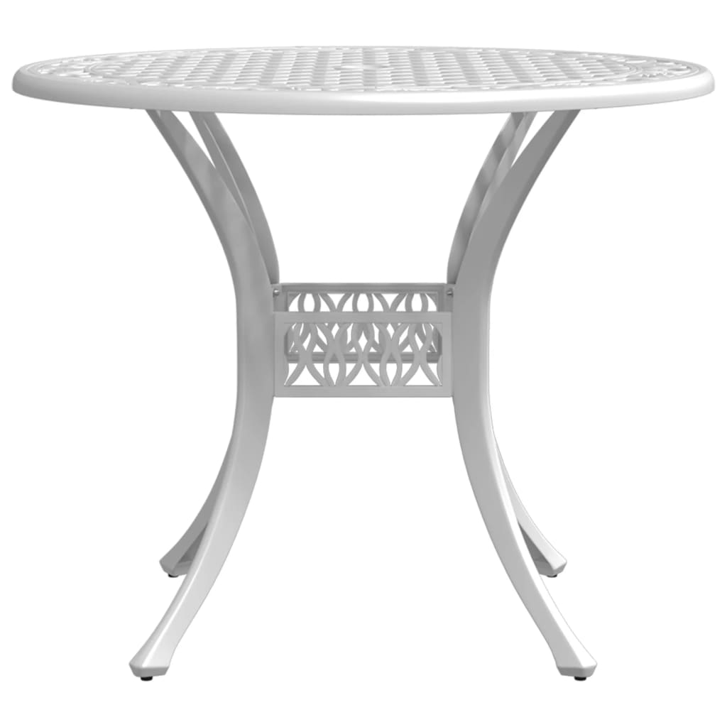 vidaXL Mesa de jardín aluminio fundido blanco Ø90x75 cm