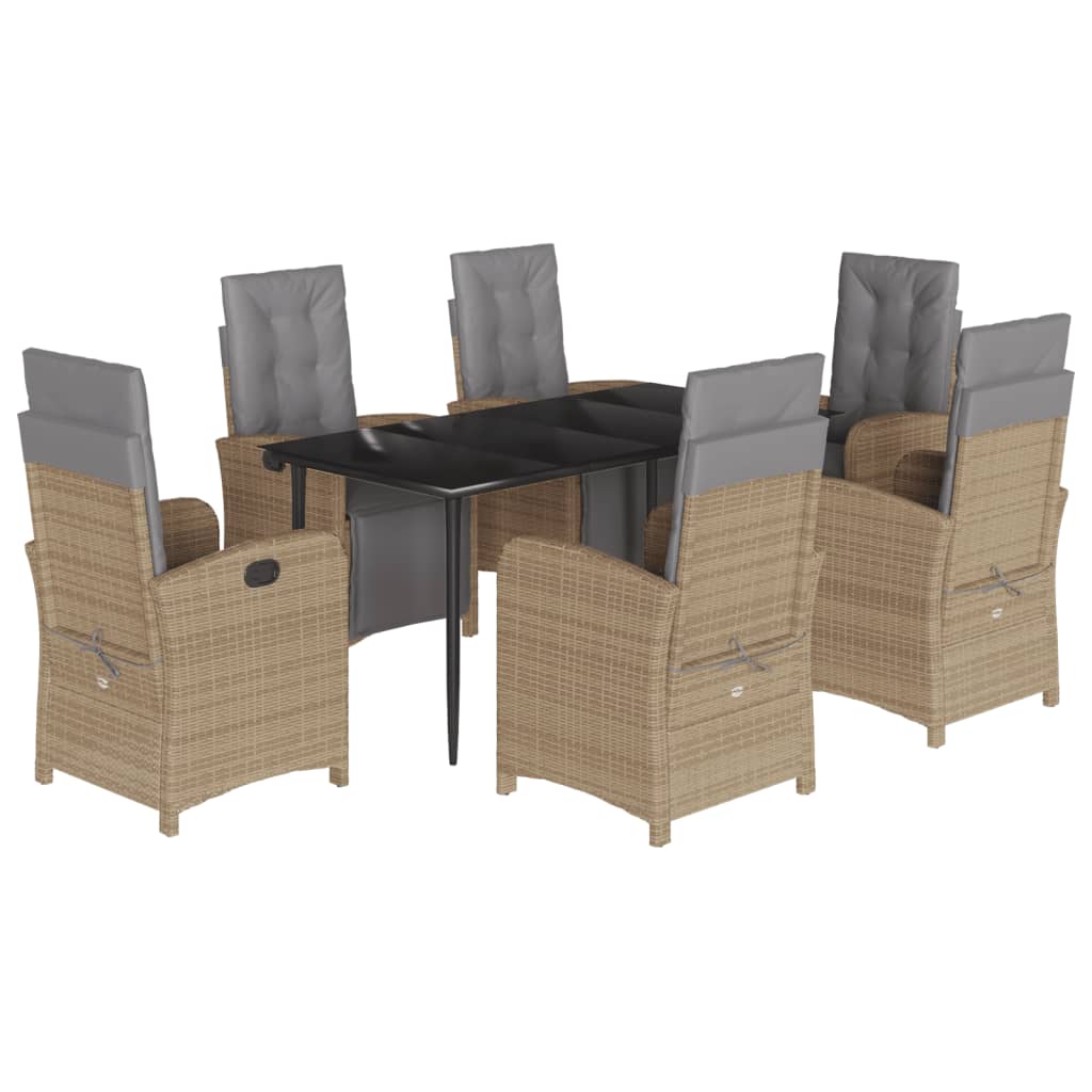 vidaXL Set comedor de jardín 7 pzas con cojines ratán sintético beige