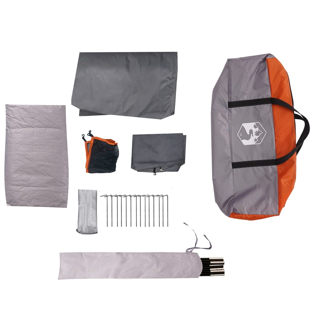 vidaXL Tienda de campaña familiar 10 personas impermeable gris naranja