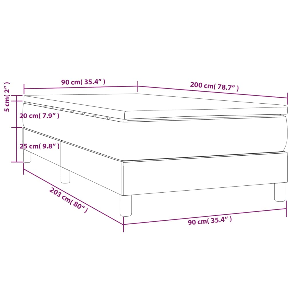 vidaXL Cama box spring con colchón tela color crema 90x200 cm