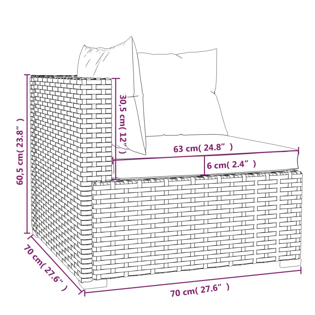 vidaXL Set muebles de jardín 8 piezas y cojines ratán sintético marrón