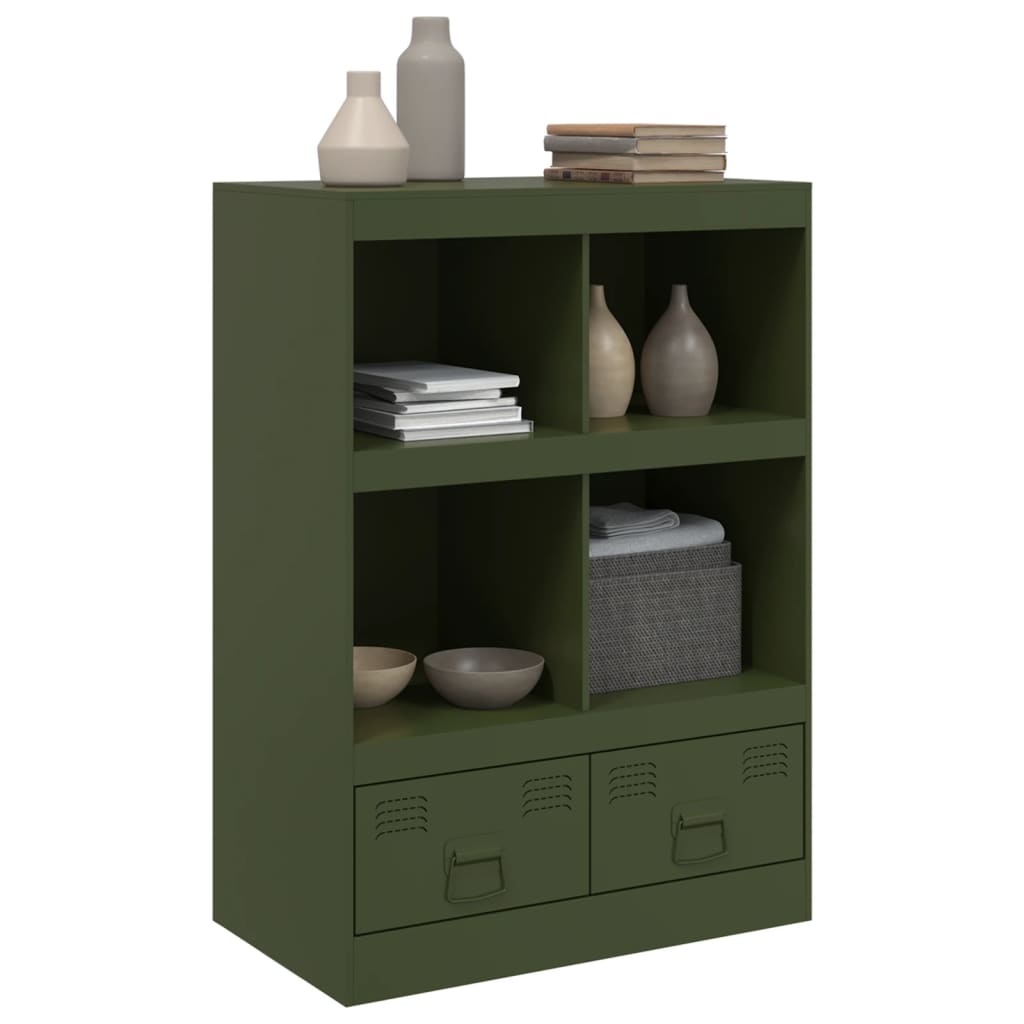 vidaXL Aparador de acero verde oliva 67x39x95 cm