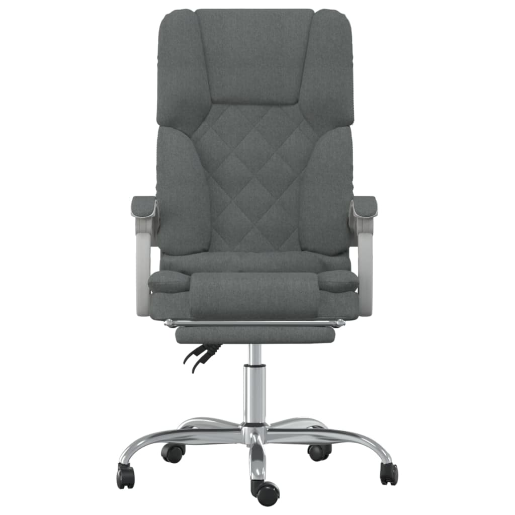 vidaXL Silla de oficina reclinable con masaje de tela gris oscuro