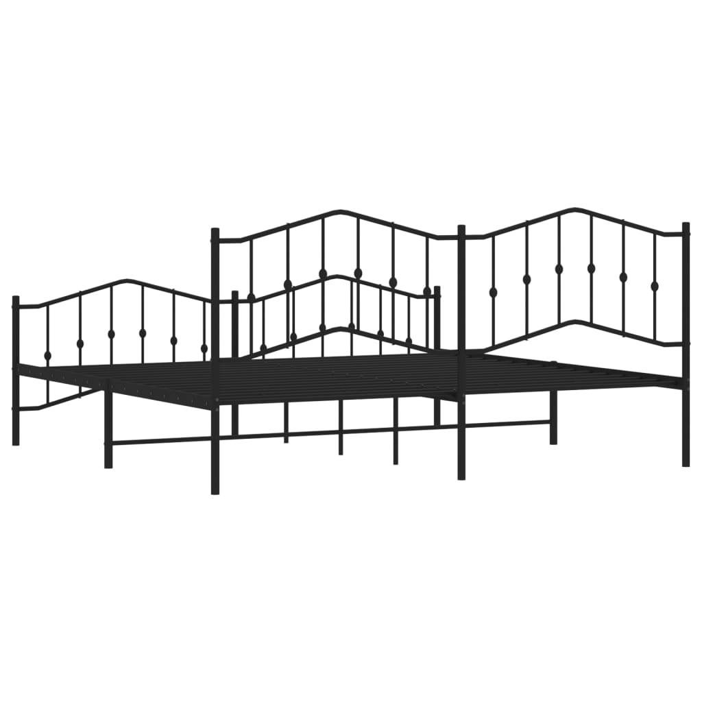 vidaXL Estructura cama sin colchón con estribo metal negro 193x203 cm