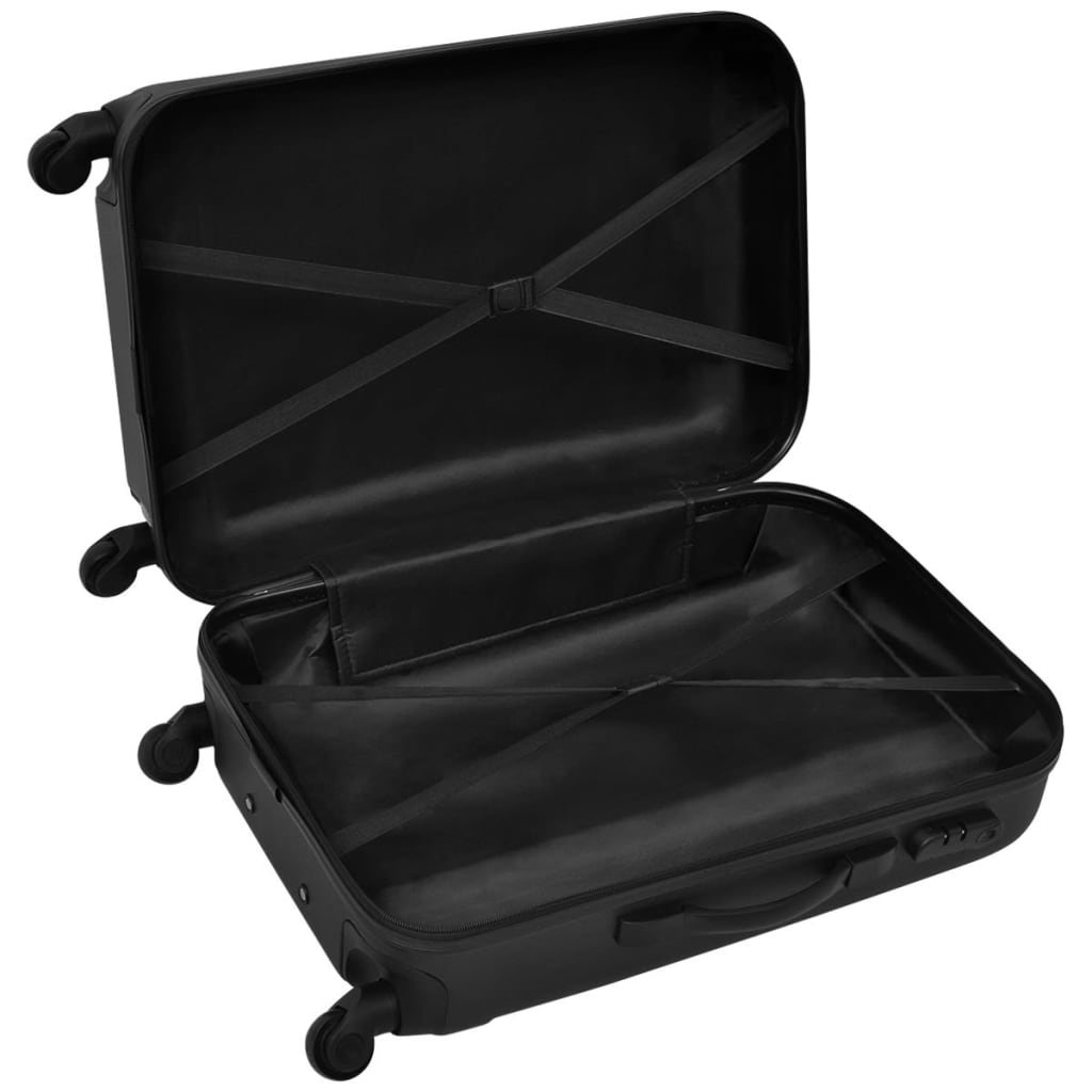 vidaXL Juego de maletas trolley rígidas 3 piezas negro 45,5/55/66 cm