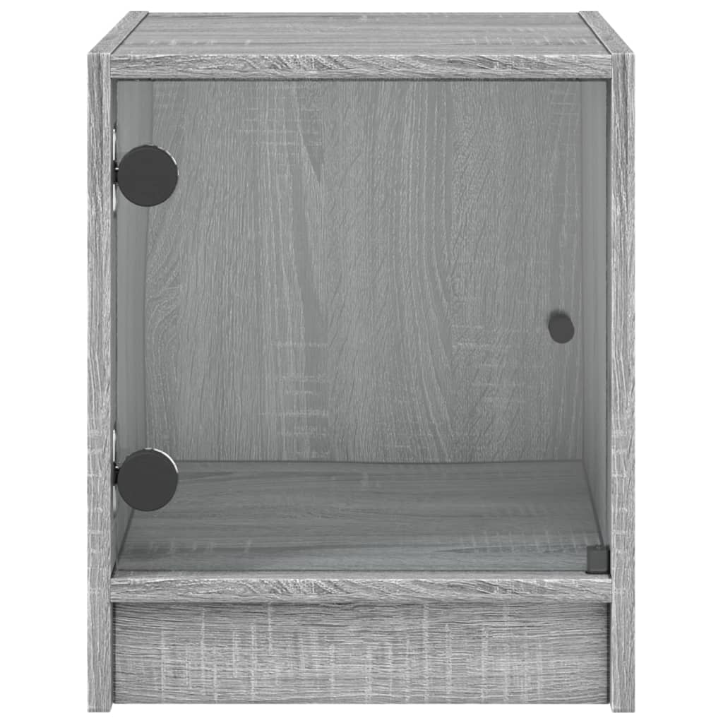 vidaXL Mesitas noche con puertas vidrio 2 uds gris Sonoma 35x37x42 cm