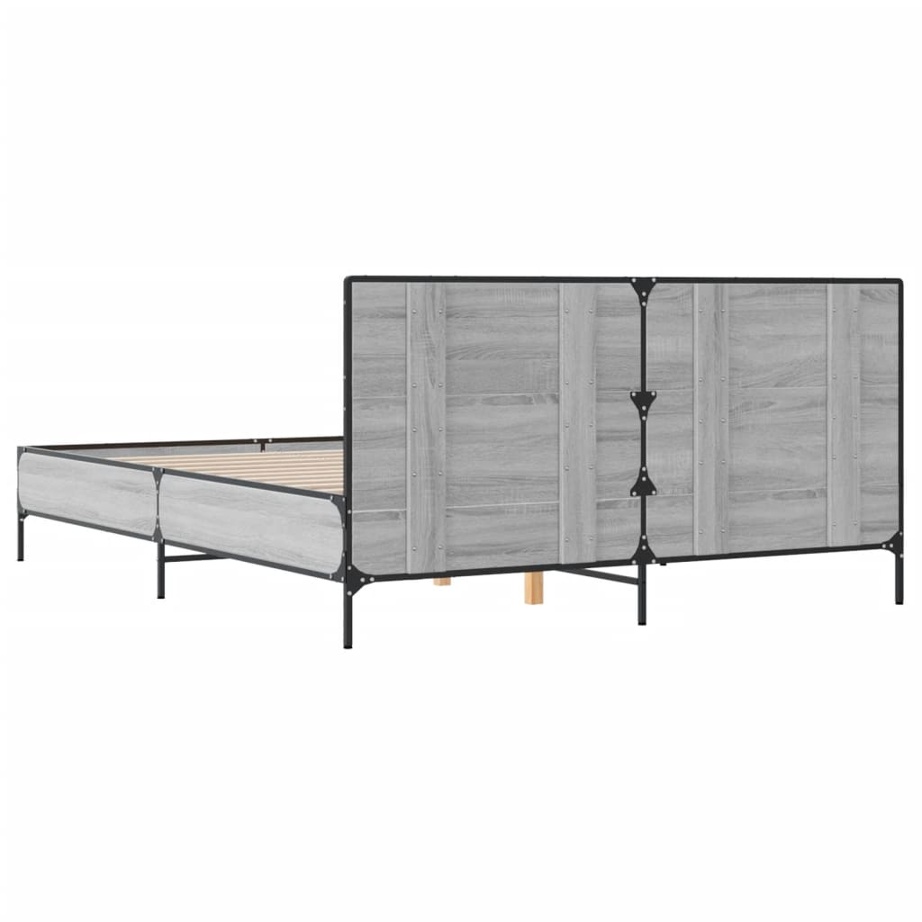 vidaXL Estructura cama madera ingeniería metal gris Sonoma 160x200 cm