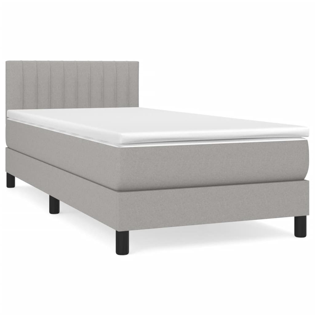 vidaXL Cama box spring con colchón tela gris claro 100x200 cm