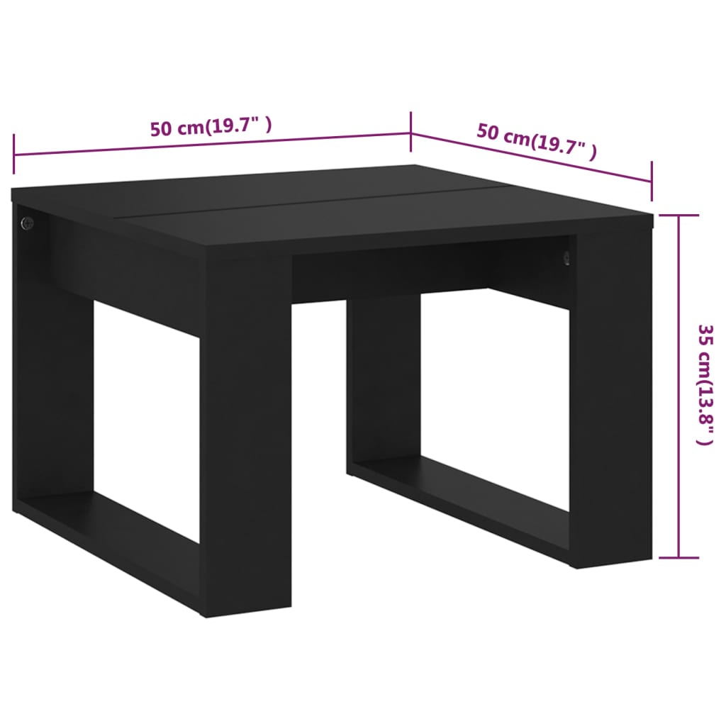 vidaXL Mesa auxiliar de madera contrachapada negro 50x50x35 cm