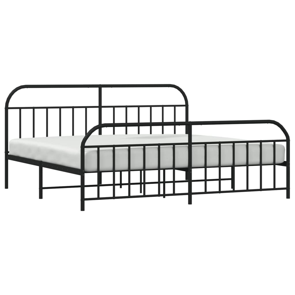 vidaXL Estructura cama sin colchón con estribo metal negro 193x203 cm