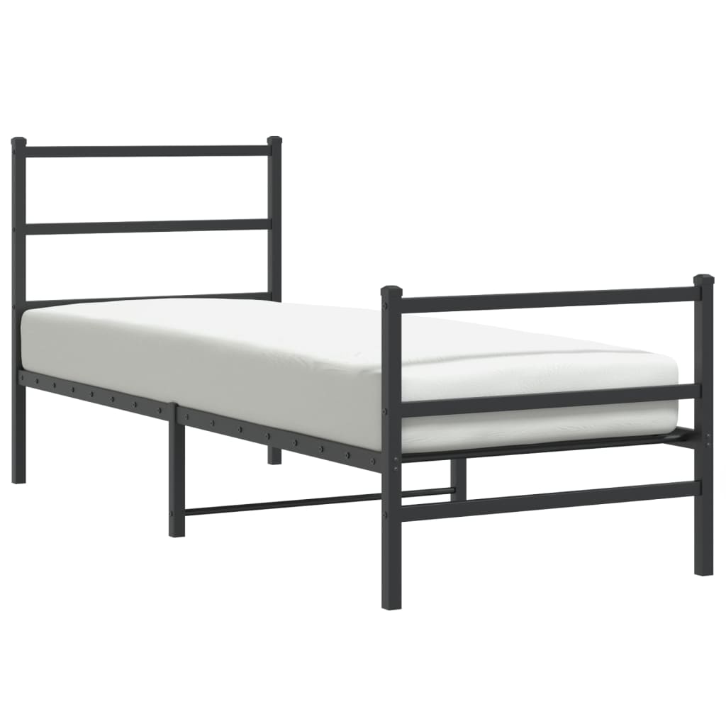 vidaXL Estructura de cama con cabecero y estribo metal negro 80x200 cm