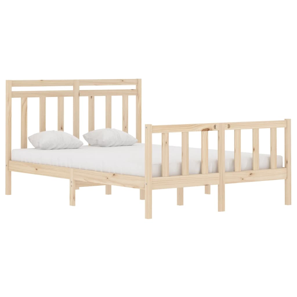 vidaXL Estructura de cama de matrimonio madera maciza 135x190 cm