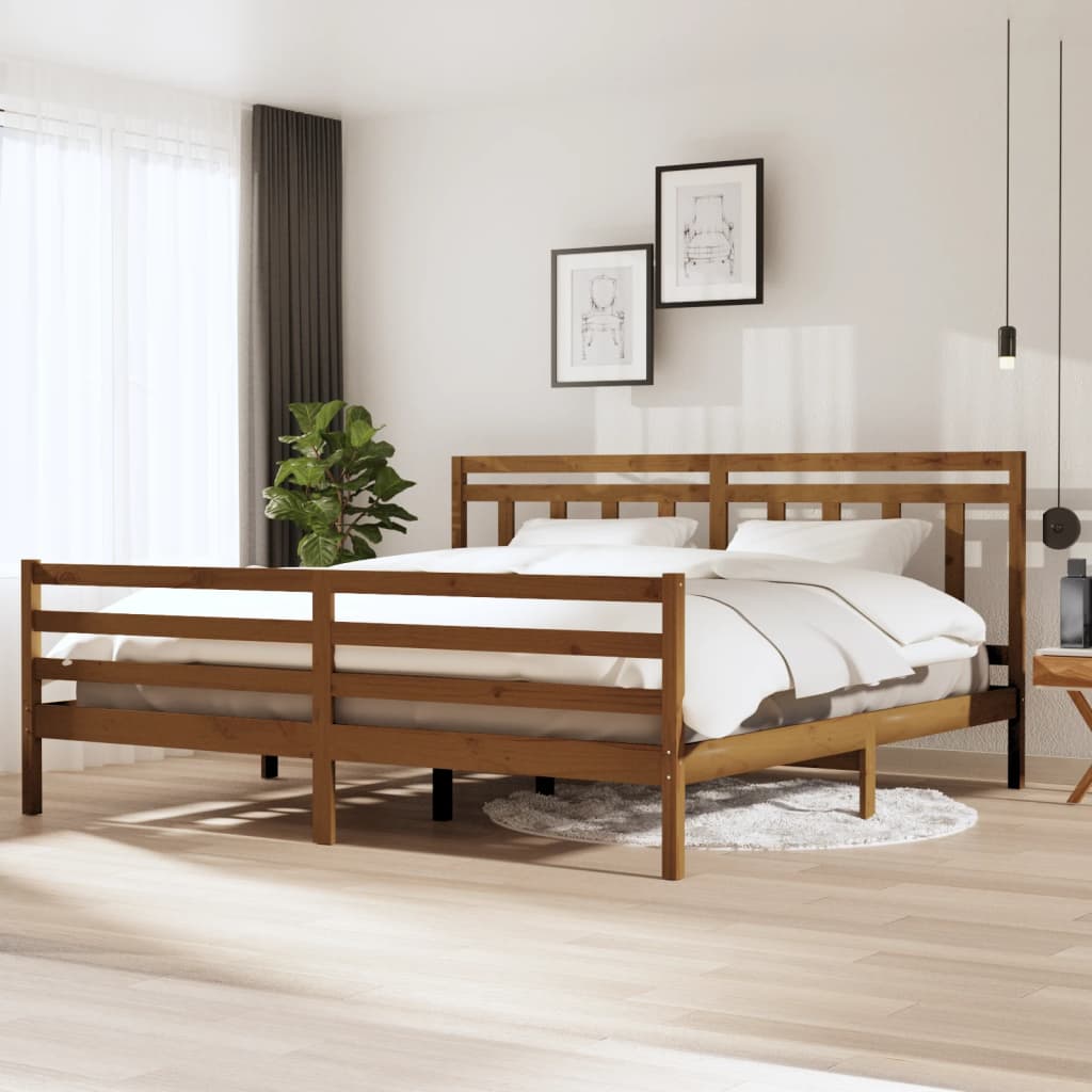 vidaXL Estructura de cama madera maciza marrón miel 200x200 cm