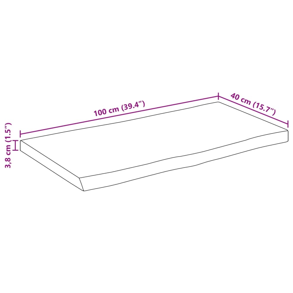 vidaXL Tablero de mesa borde natural madera maciza mango 100x40x3,8 cm