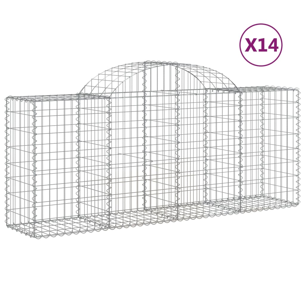 vidaXL Cestas de gaviones 14 uds forma de arco hierro 200x50x80/100 cm