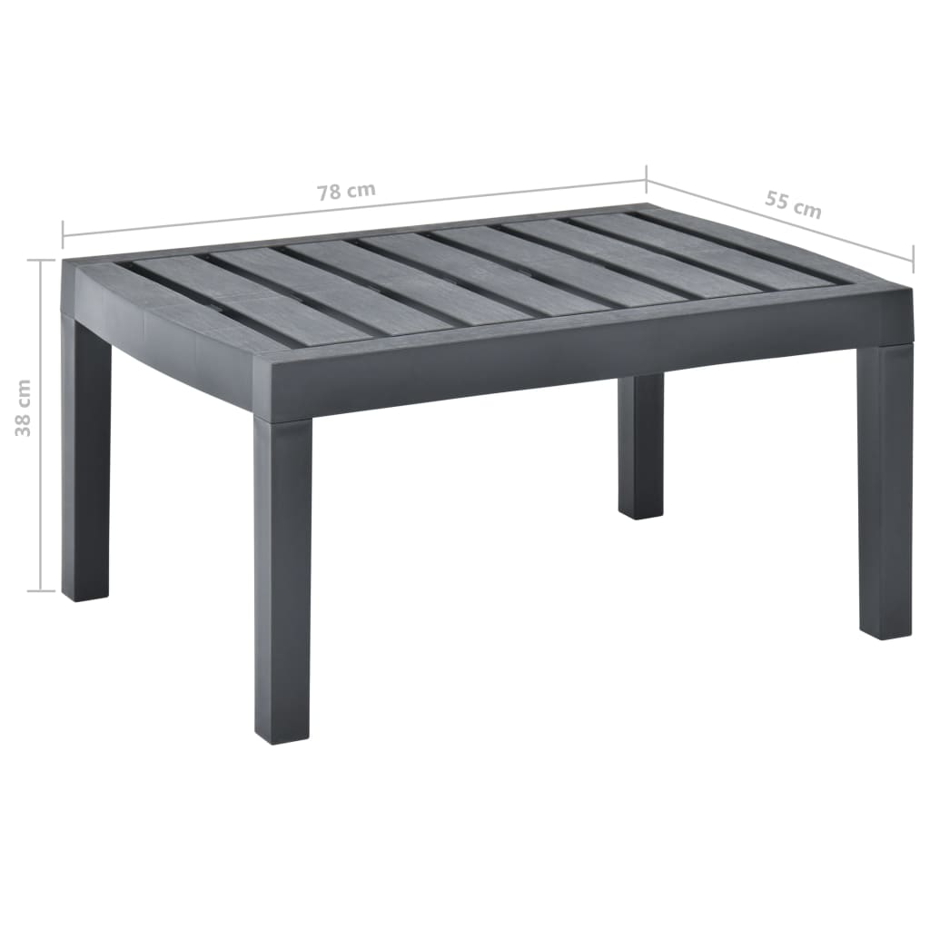 vidaXL Mesa de jardín de plástico gris antracita 78x55x38 cm