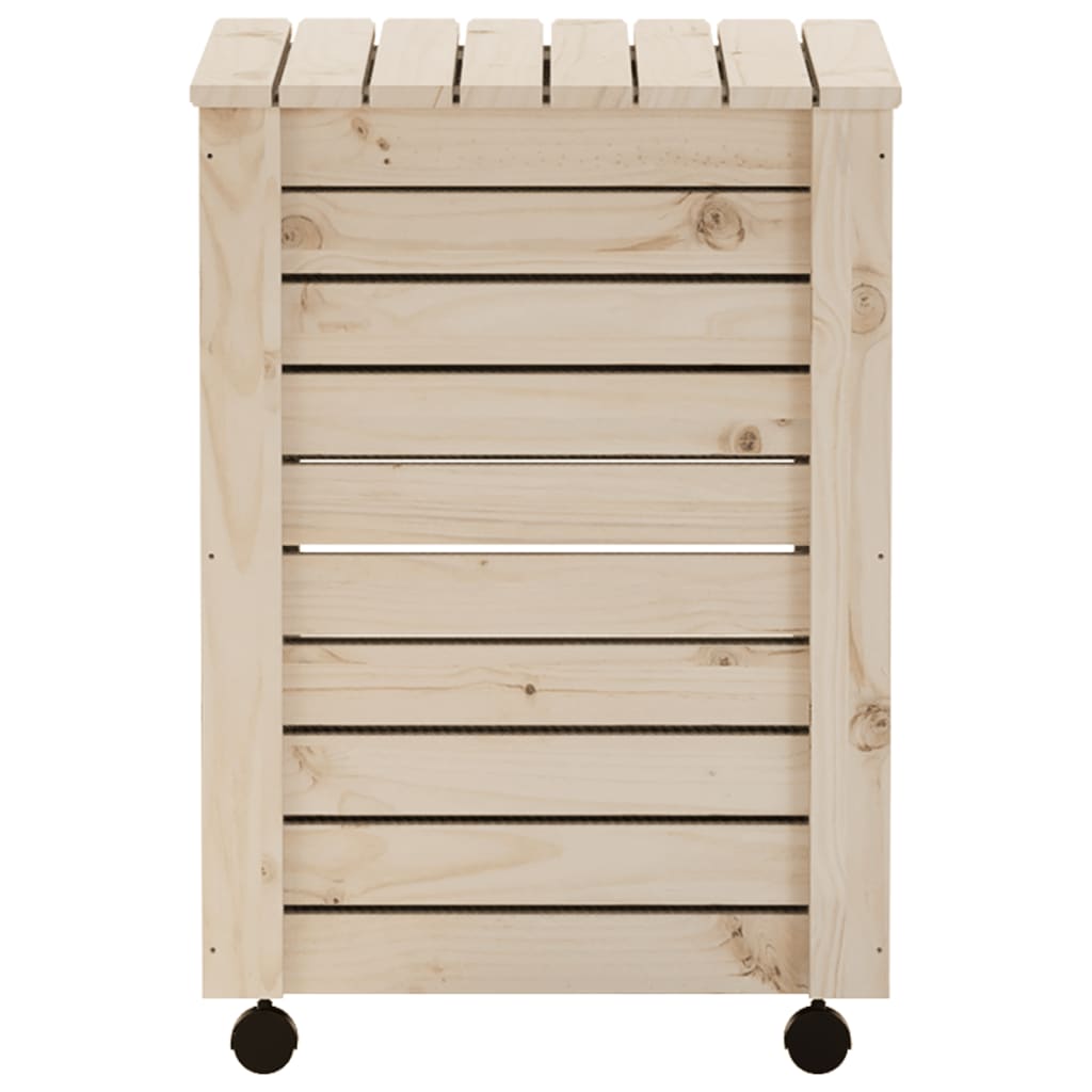 vidaXL Cesta ropa sucia con ruedas RANA madera maciza pino 45x45x64 cm