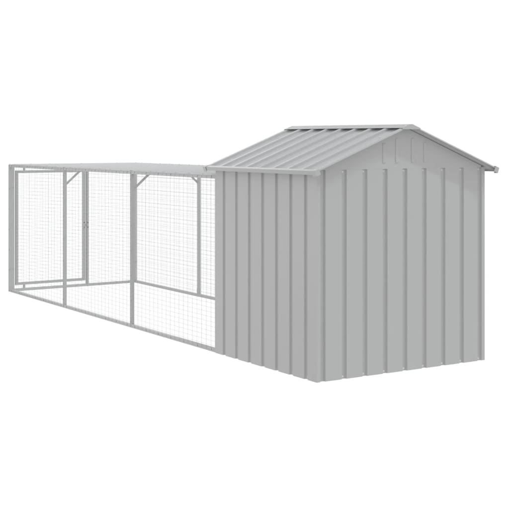 vidaXL Gallinero con corral acero galvanizado gris claro 117x405x123cm